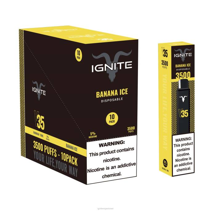 IGNITE V35 עט vape 10 חבילה - IGNITE Vape Sales X4T816 קרח בננה