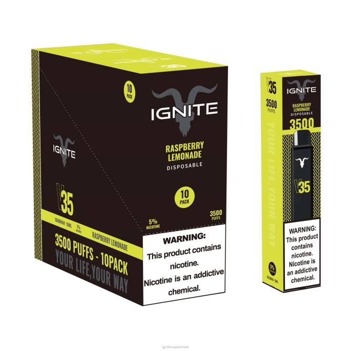IGNITE V35 עט vape 10 חבילה - IGNITE Vape Shop X4T8125 לימונדת פטל