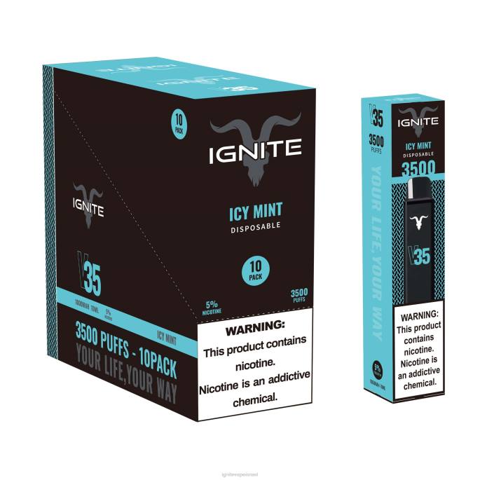 IGNITE V35 עט vape 10 חבילה - IGNITE Vapes X4T8123 מנטה קפואה