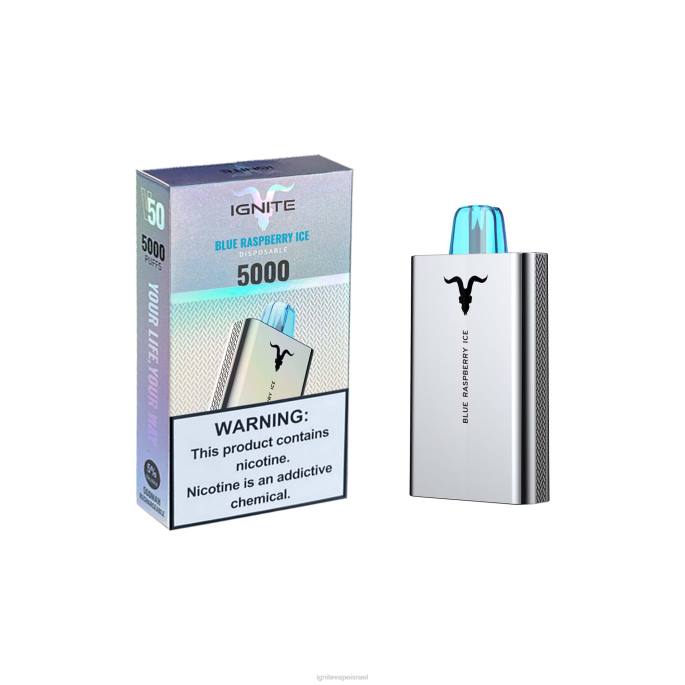 IGNITE V50 עט vape - IGNITE Vape Sales X4T8156 קרח פטל כחול