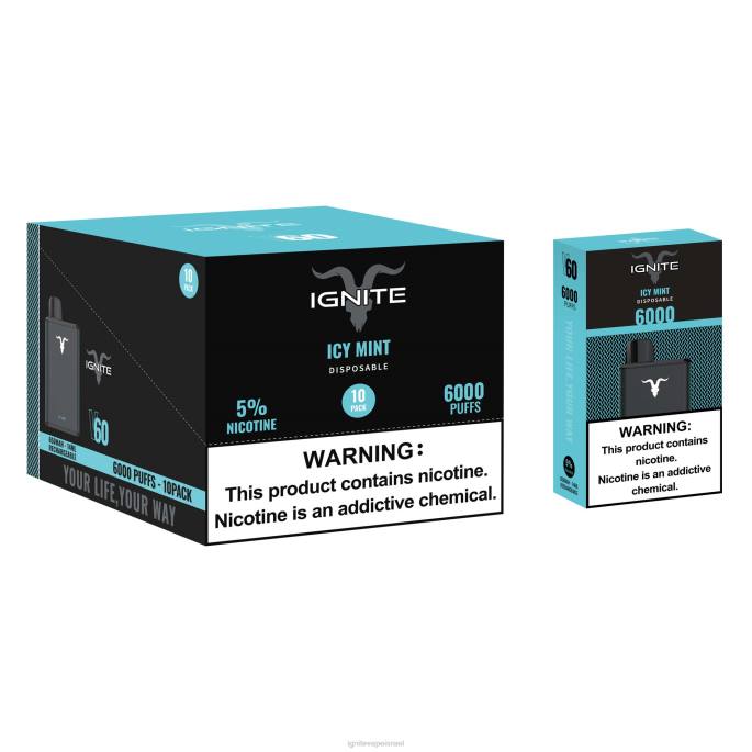 IGNITE V60 עט vape 10 חבילה - IGNITE Disposable Vape X4T820 מנטה קפואה