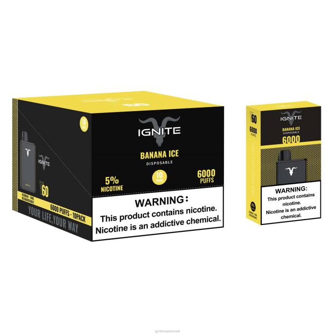 IGNITE V60 עט vape 10 חבילה - IGNITE Vape Israel X4T81 קרח בננה