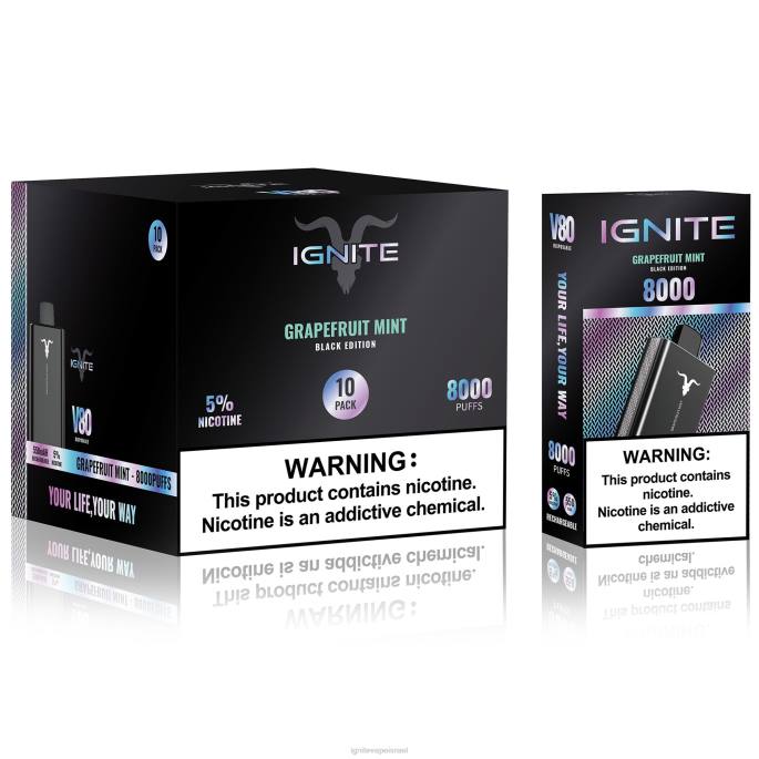 IGNITE V80 עט vape 10 חבילה - IGNITE Vape Flavors X4T858 מנטה אשכולית