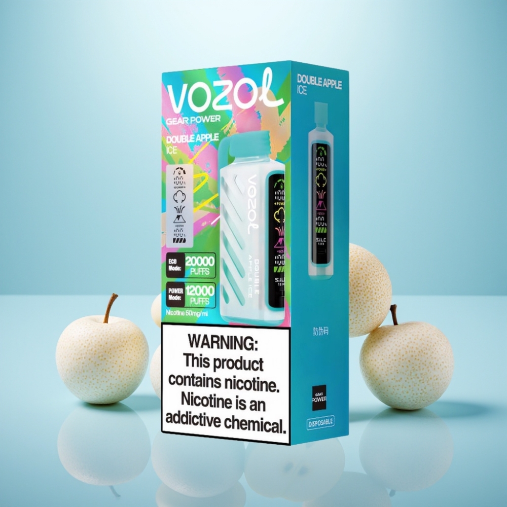 VOZOL Gear Power 20000 Puffs Double Apple Ice Vape חד פעמי with S.i.L.C. Tech & Dual Mesh Coil