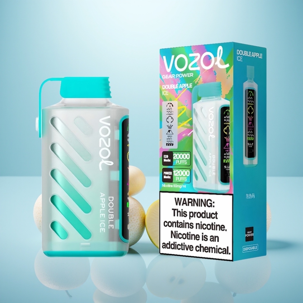 VOZOL Gear Power 20000 Puffs Double Apple Ice Vape חד פעמי with S.i.L.C. Tech & Dual Mesh Coil