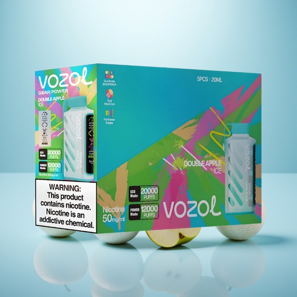 VOZOL Gear Power 20000 Puffs Double Apple Ice Vape חד פעמי with S.i.L.C. Tech & Dual Mesh Coil