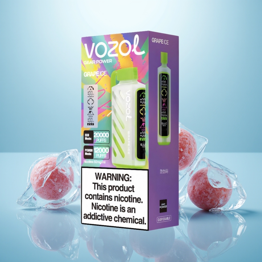 VOZOL Gear Power 20000 Puffs Dual Mesh Coil Full Screen Display ענב קרח