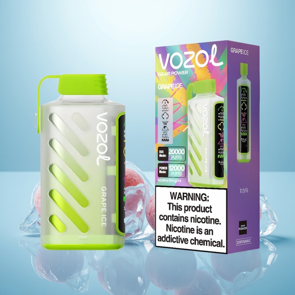 VOZOL Gear Power 20000 Puffs Dual Mesh Coil Full Screen Display ענב קרח