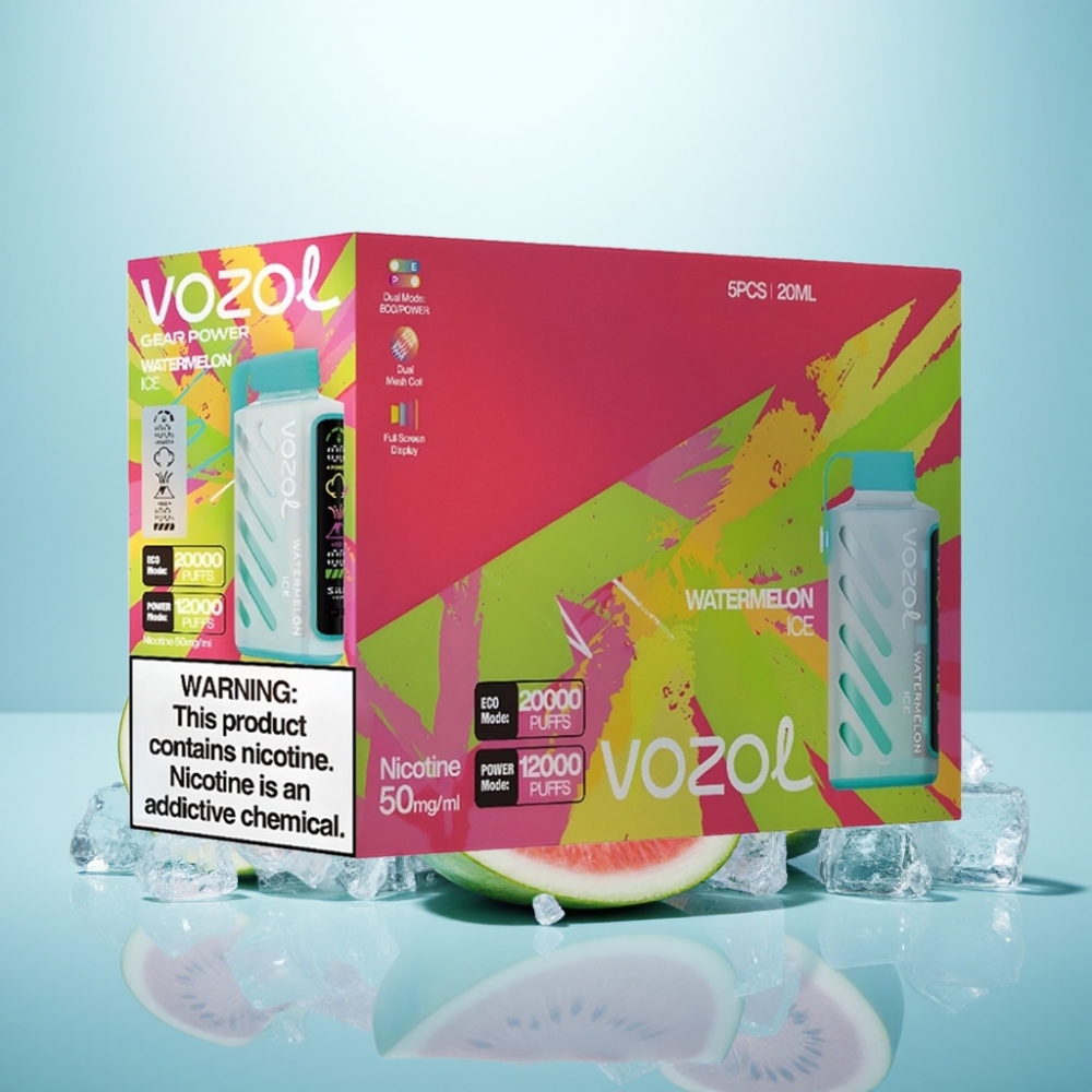 VOZOL Gear Power 20000 Puffs Dual Mesh Coil Full Screen Display Watermelon Ice