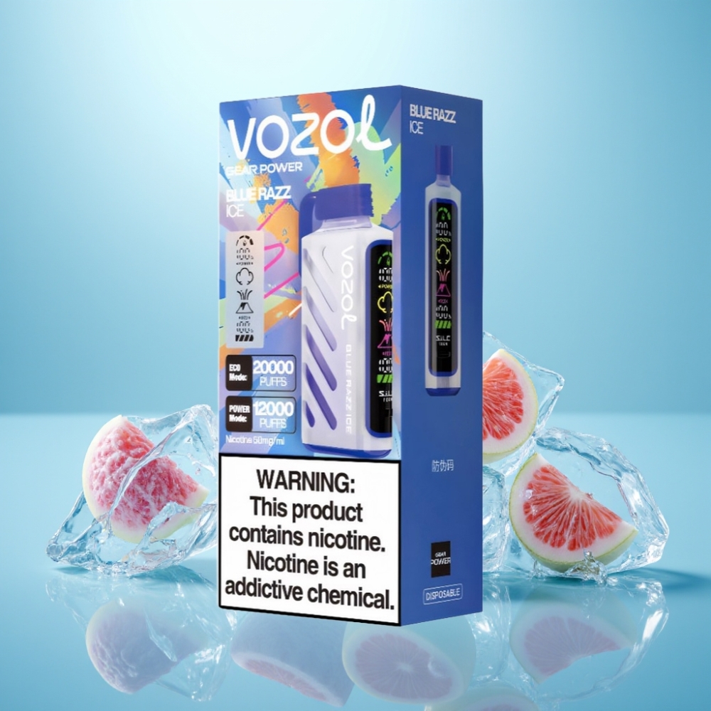 VOZOL Gear Power 20000 Puffs S.i.L.C. Tech Dual Mesh Coil Full Screen Display פטל כחול קרח