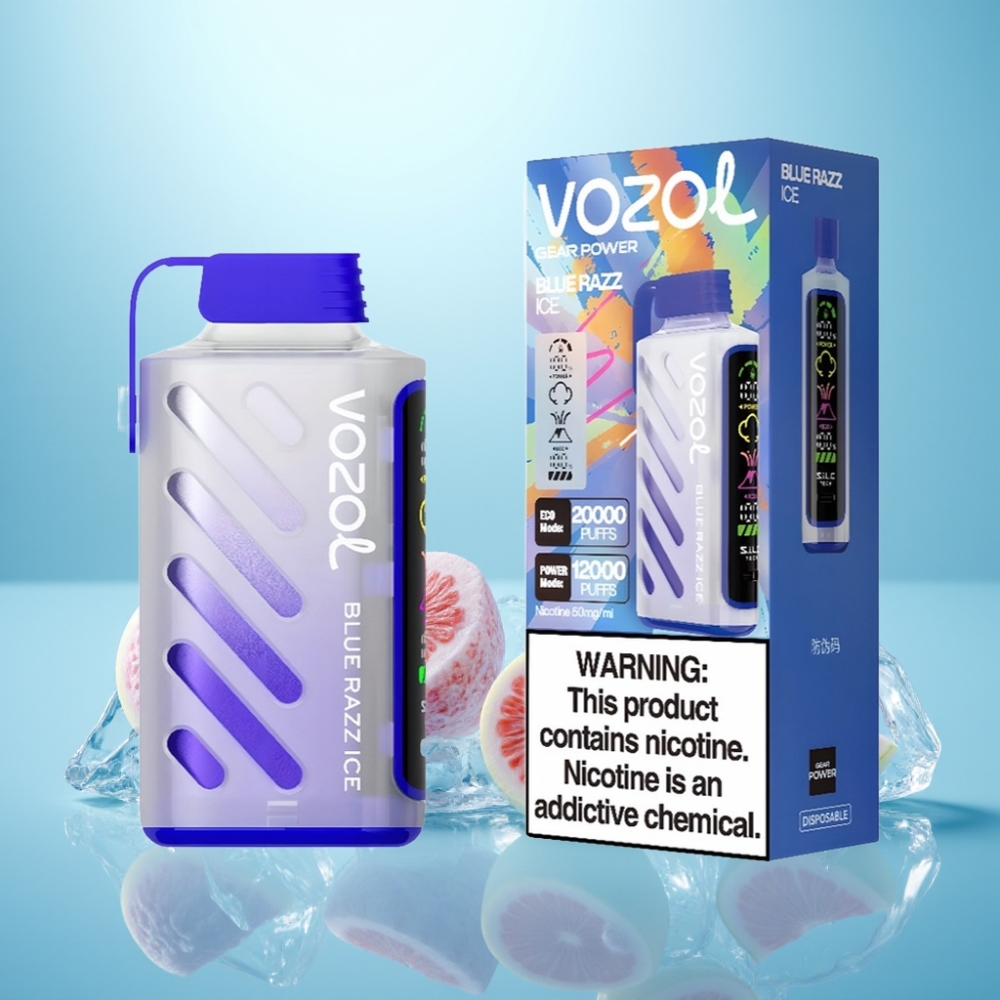 VOZOL Gear Power 20000 Puffs S.i.L.C. Tech Dual Mesh Coil Full Screen Display פטל כחול קרח
