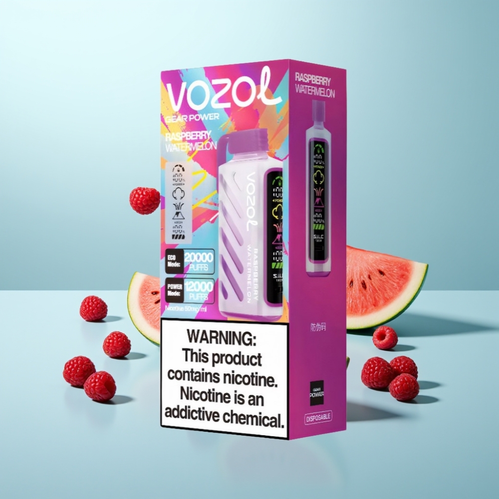 VOZOL Gear Power 20000 Puffs S.i.L.C. Tech Dual Mesh Coil Full Screen Display פטל אבטיח