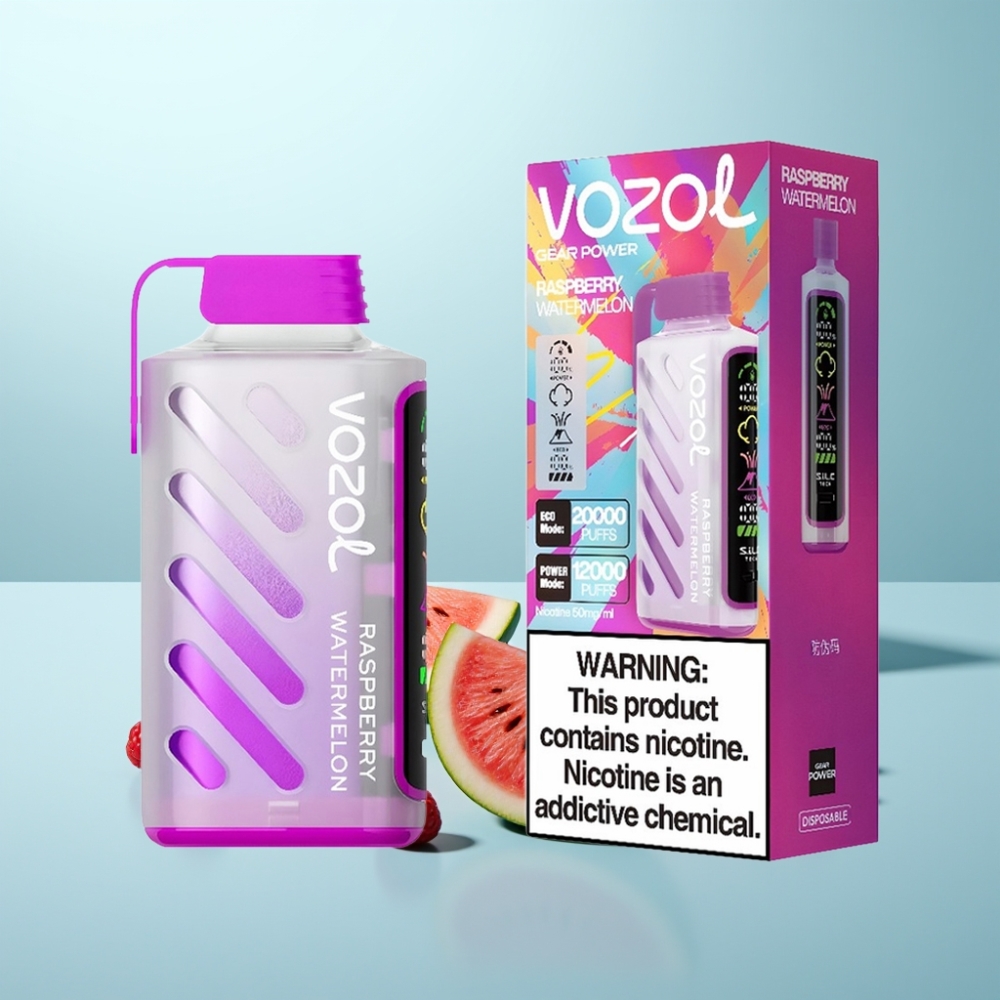 VOZOL Gear Power 20000 Puffs S.i.L.C. Tech Dual Mesh Coil Full Screen Display פטל אבטיח