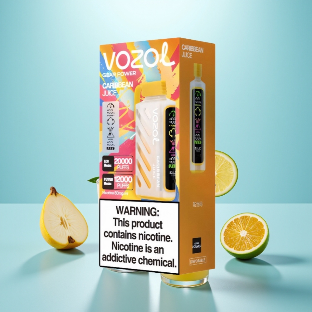 VOZOL Gear Power 20000 Puffs Vape חד פעמי מיץ קריבי עם S.i.L.C. Tech, Dual Mesh Coil, Full Screen Display