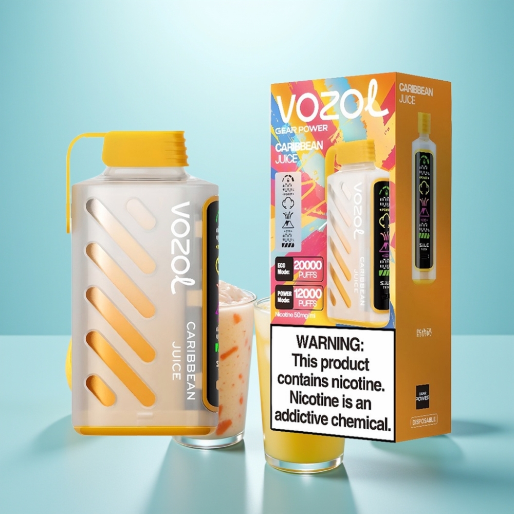 VOZOL Gear Power 20000 Puffs Vape חד פעמי מיץ קריבי עם S.i.L.C. Tech, Dual Mesh Coil, Full Screen Display