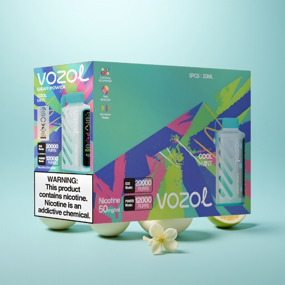 VOZOL Gear Power 20000 Puffs Vape חד פעמי נענע קרירה S.i.L.C. Tech Dual Mesh Coil Full Screen Display