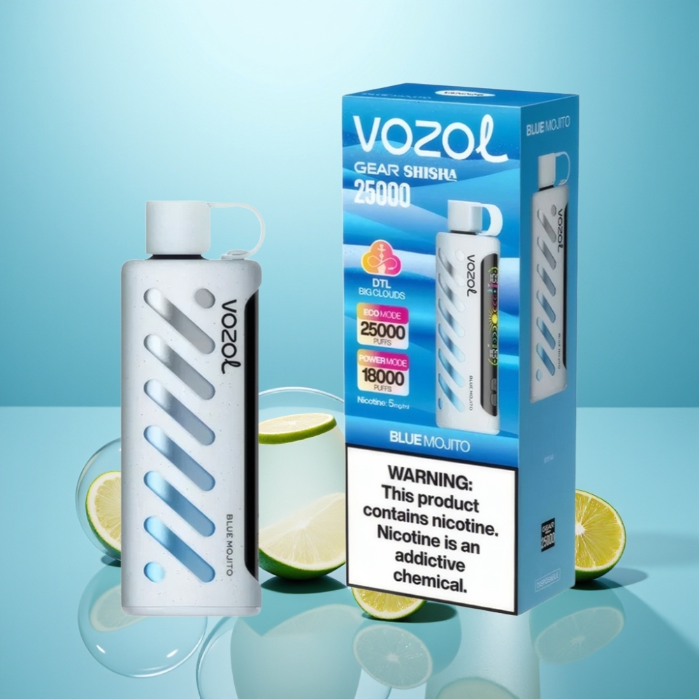 VOZOL Gear Shisha 25000 Puffs Dual Mesh Blue Mojito מוג\'יטו כחול 1000mAh S.i.L.C Tech