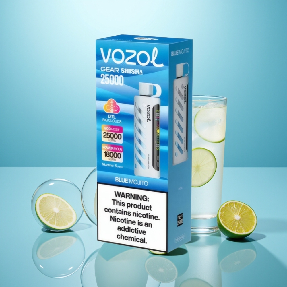VOZOL Gear Shisha 25000 Puffs Dual Mesh Blue Mojito מוג\'יטו כחול 1000mAh S.i.L.C Tech