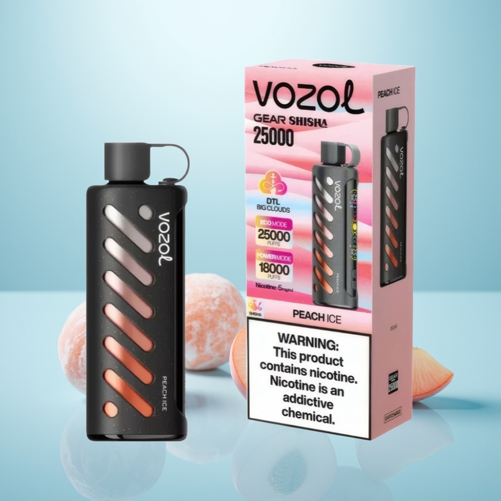 VOZOL Gear Shisha 25000 Puffs Dual Mesh Dual Modes Peach Ice 5mg/ml Vape חד פעמי