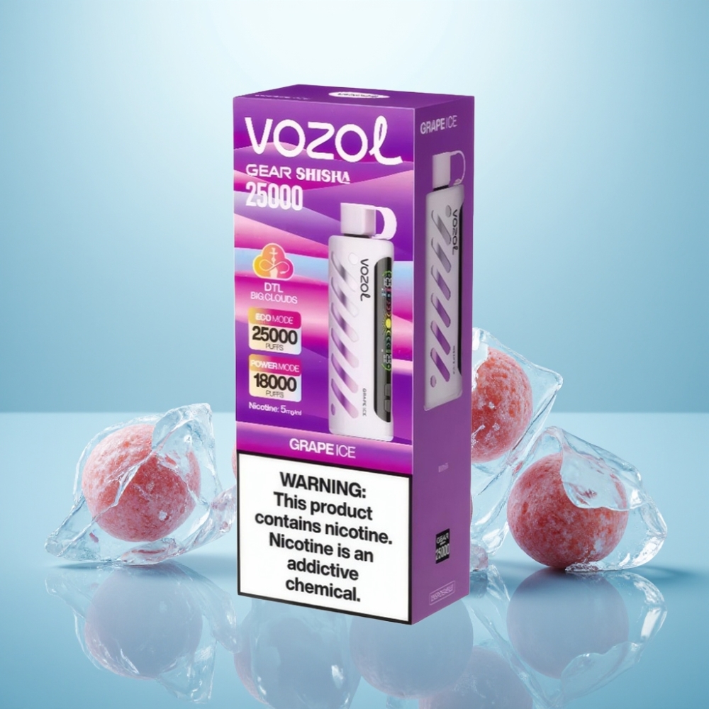 VOZOL Gear Shisha 25000 Puffs Dual Mesh Grape Ice S.i.L.C Tech 1000mAh