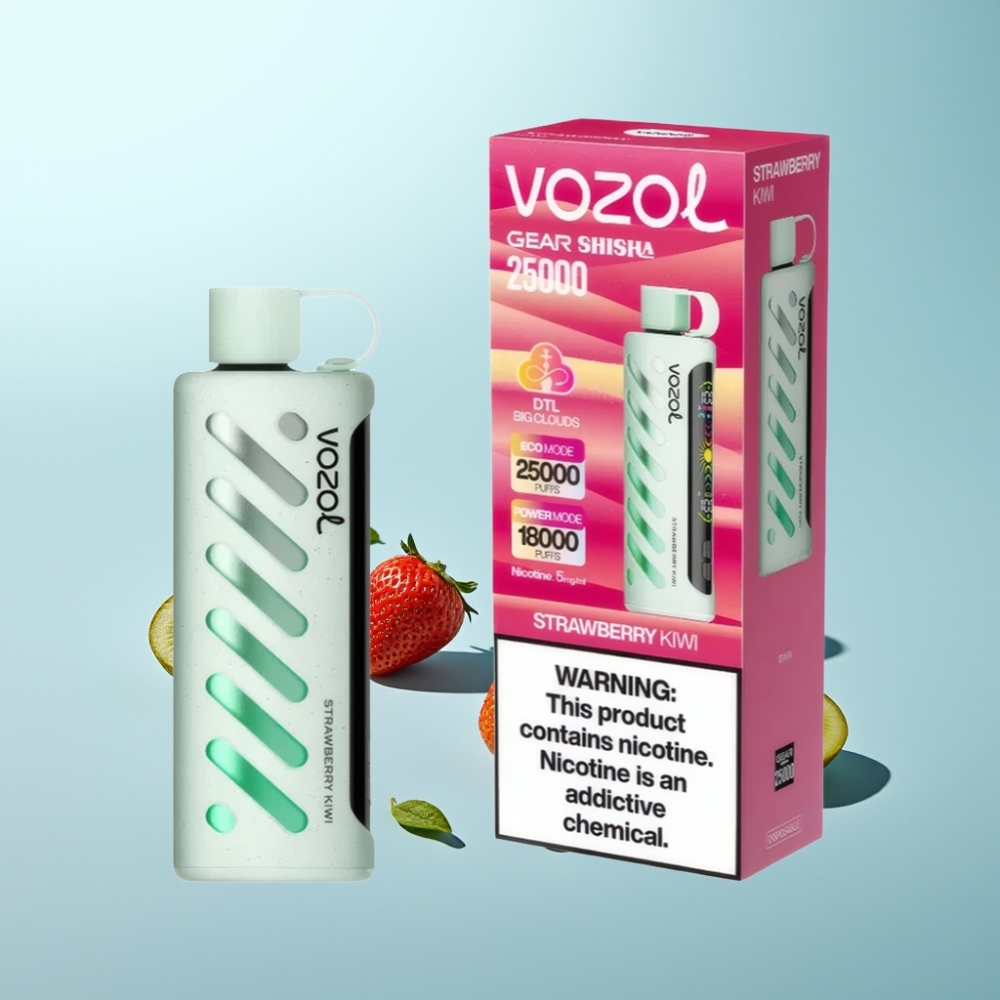 VOZOL Gear Shisha 25000 Puffs Dual Mesh S.i.L.C Tech 1000mAh תות קיווי