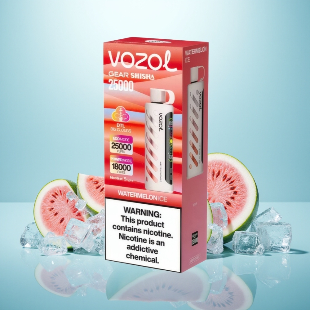 VOZOL Gear Shisha 25000 Puffs אבטיח קר Dual Mesh S.i.L.C Tech 1000mAh