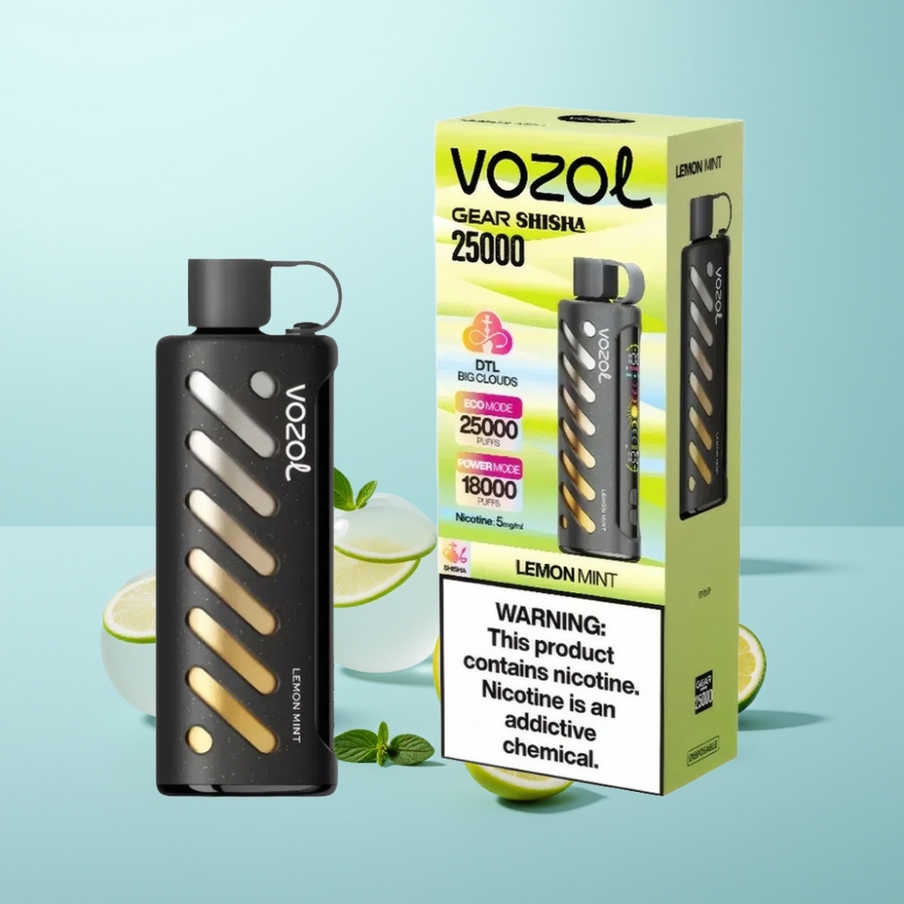 VOZOL Gear Shisha 25000 Puffs Lemon Mint Dual Mesh 1000mAh S.i.L.C Tech