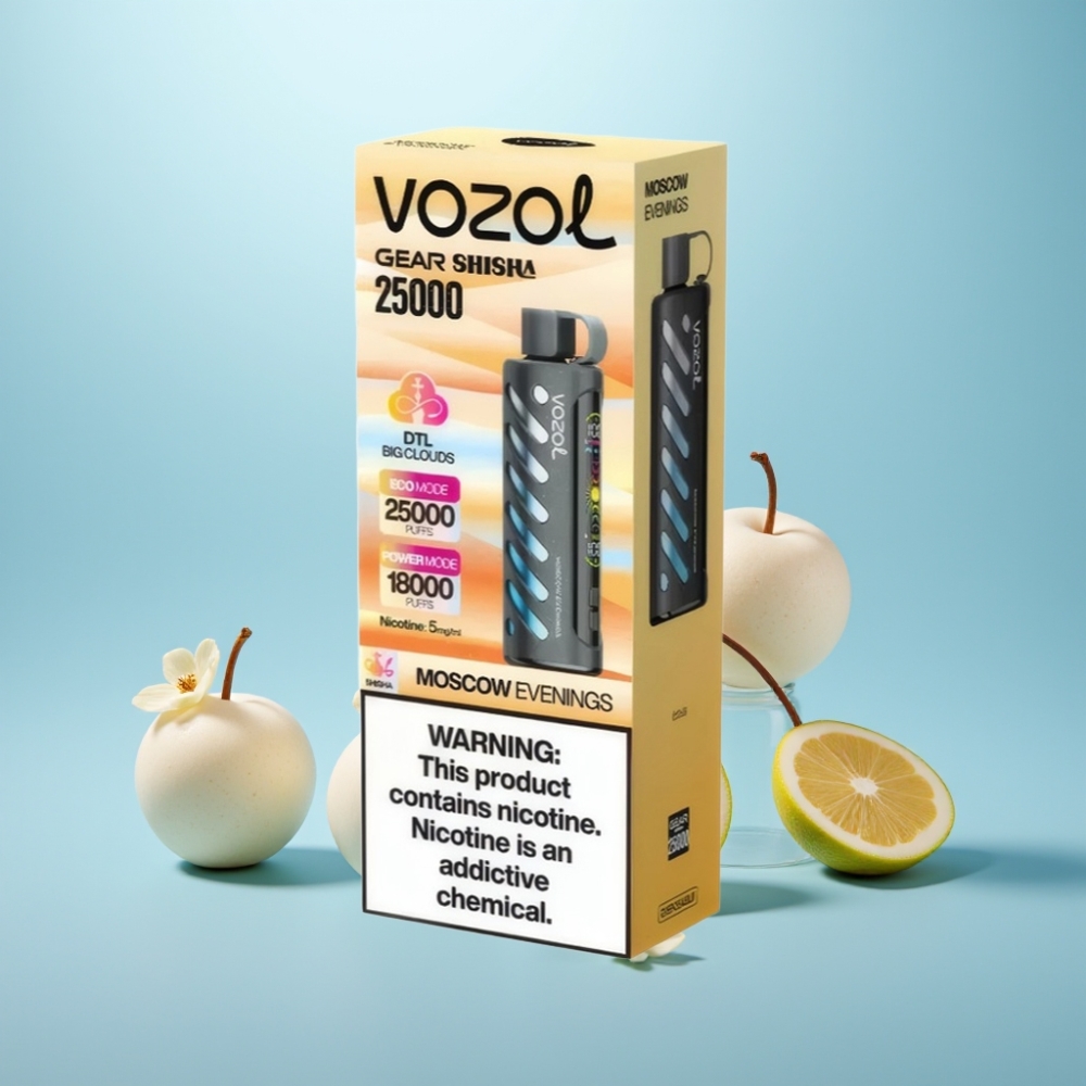 VOZOL Gear Shisha 25000 Puffs S.i.L.C Tech Dual Mesh 1000mAh 5mg/ml לילות מוסקבה