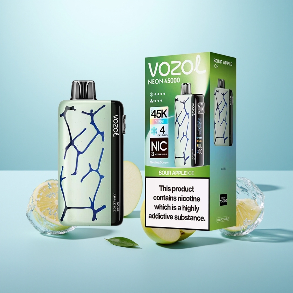 Vozol Neon 45000 Puffs Vape חד פעמי Tapuz Kar Ice Adjustable Ice Airflow Mesh