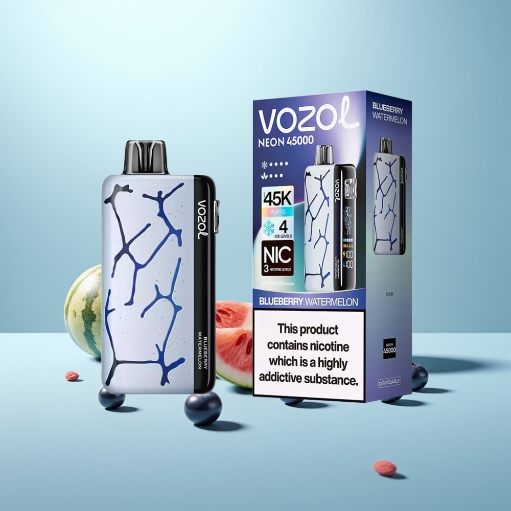 Vozol Neon 45K 45000 Puffs Vape חד פעמי תות שדה אבטיח עם סוללה 800mAh ומצב קרח 4