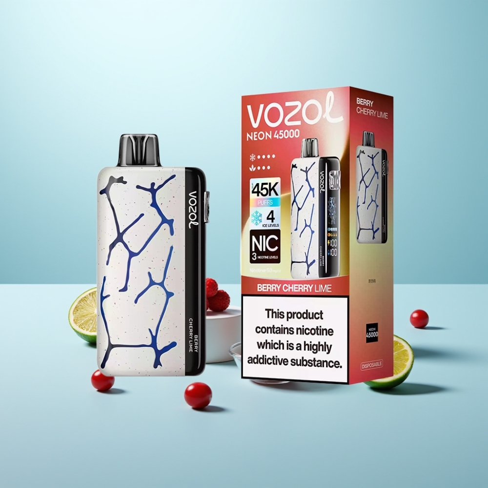 Vozol Neon 45K 45000 Puffs Vape חד פעמי 800mAh Berry Cherry Lime Adjustable Ice Airflow
