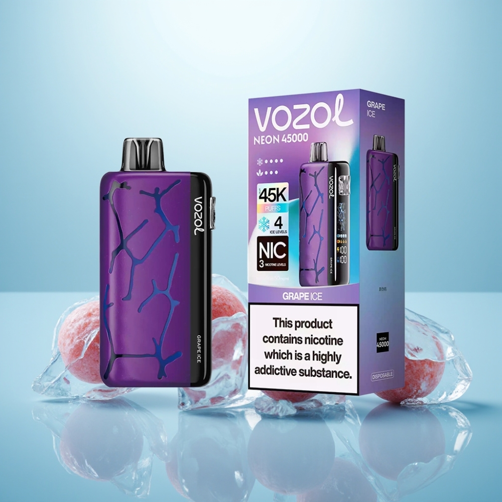 Vozol Neon 45K 45000 Puffs Vape חד פעמי ענב קרח עם סוללה 800mAh וסליל Mesh