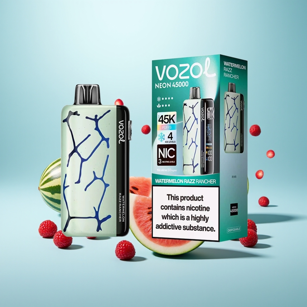 Vozol Neon 45K 45000 Puffs Vape חד פעמי אבטיח פטל רנצ'ר Ice 4 Airflow 3 800mAh