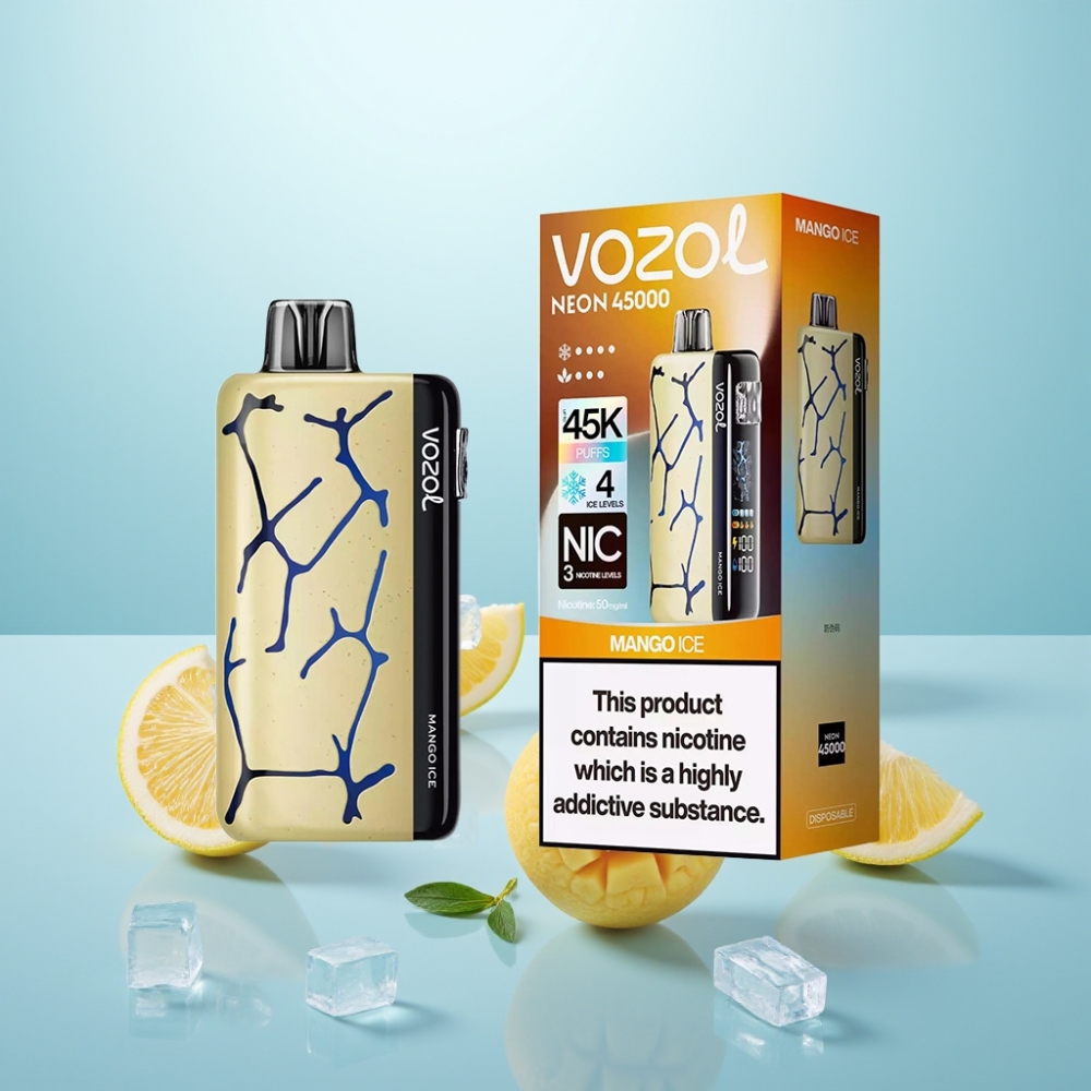 Vozol Neon 45K 45000 Puffs Vape חד פעמי Mango קרח עם סוללה 800mAh סליל Mesh