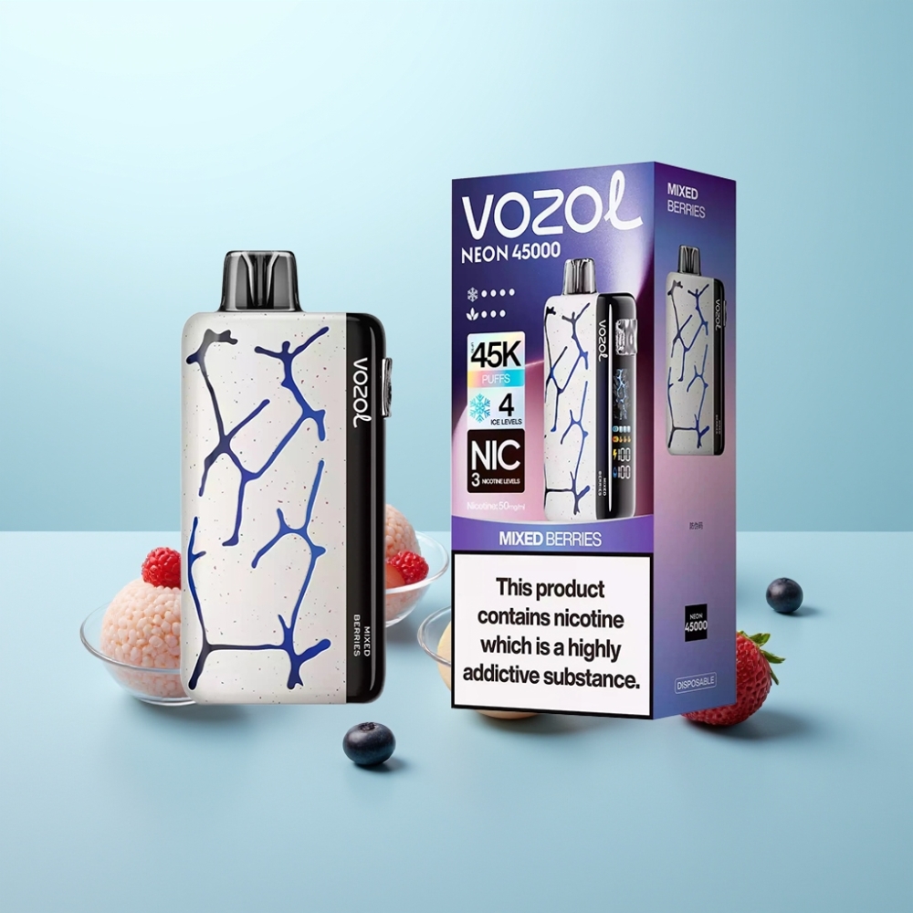 Vozol Neon 45K 45000 Puffs Vape חד פעמי Mixed Berries Adjustable Ice Airflow Mesh Coil 20ml
