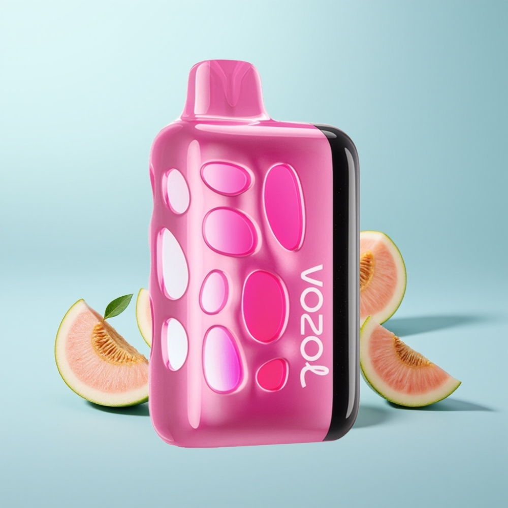 VOZOL RAVE 40000 Vape חד פעמי Strawmelon Peach עם 270° עיצוב זוהר, מצב מסיבות מסונכרן קצב, טעון 80% ב-20 דקות