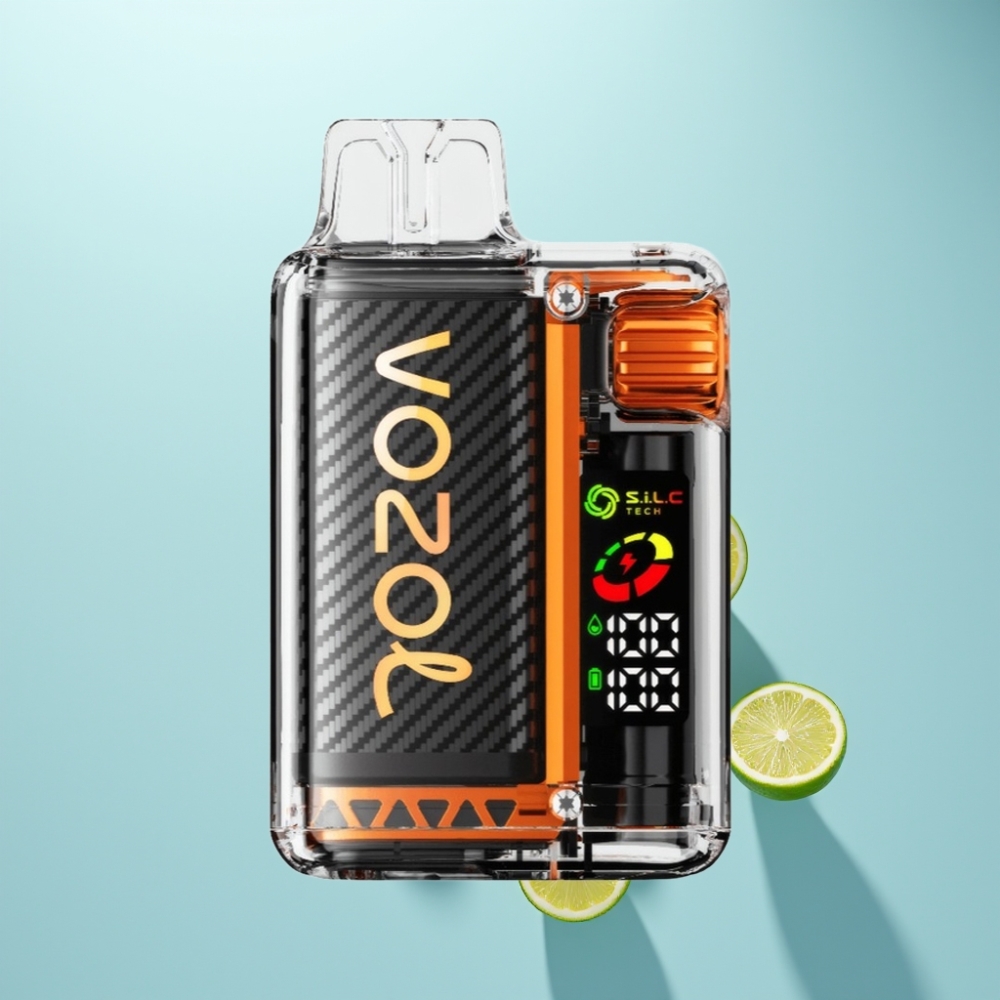 VOZOL Vista 20000 Puffs Vape חד פעמי לימון ליים עם סוללה נטענת 650mAh, מסך OLED, וסליל כפול S.i.L.C Tech