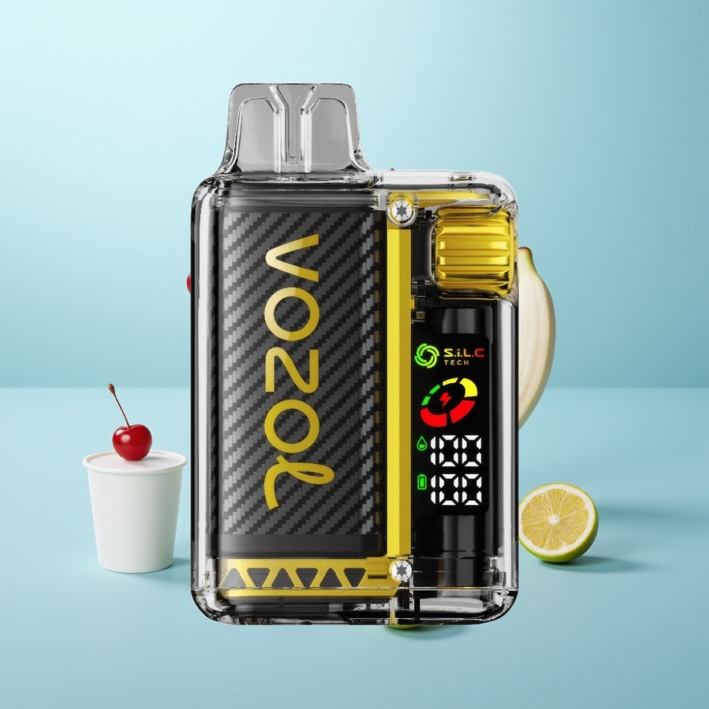 VOZOL Vista 20000 Puffs Vape חד פעמי פרי דרקון בננה דובדבן עם סוללה נטענת 650mAh, מסך OLED, סליל S.i.L.C Tech Dual Mesh