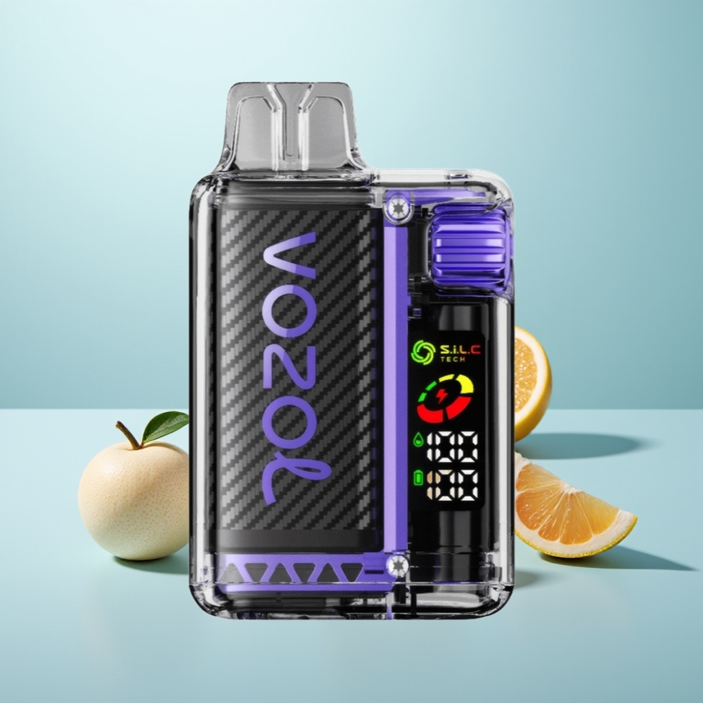 VOZOL Vista 20000 Puffs נטענת Vape חד פעמי עם OLED Screen ו-S.i.L.C Tech Dual Mesh Coil בטעם Elderflower Grapefruit